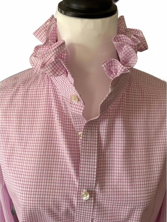 Charles Tyrwhitt Tops - Upcycled Men's Button Up Dress Shirt with Ruffle Collar | One of One